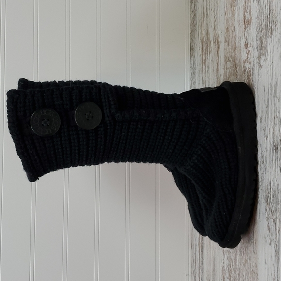 UGG Australia Classic Cardy 5649 Black Crochet Little Girls 9 - Picture 6 of 12